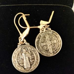 NWOT cross coin earrings